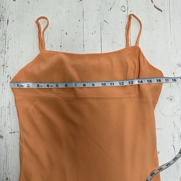 Aritzia Sunday Best Quaint Midi Dress M Sunny Apricot Linen Coquette Sheath - Picture 6 of 10